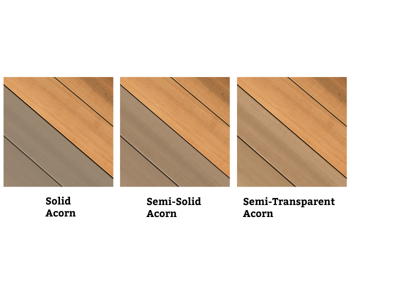 Cabot® Stain Acorn in a variety of different opacities