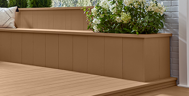Stain on a deck and planter outside