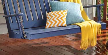 porch swing stained blue