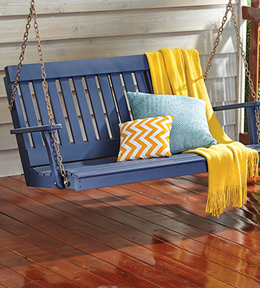 porch swing stained blue